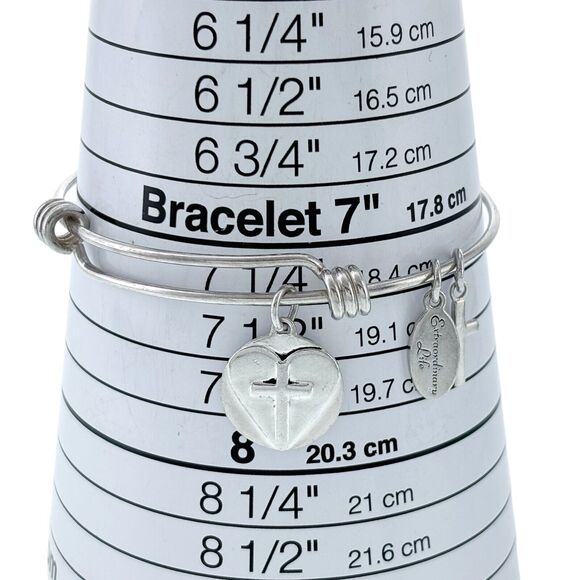 Footnotes Sterling Silver Extraordinary Life Cross Charm Slide Bracelet 7.25" - Picture 4 of 6